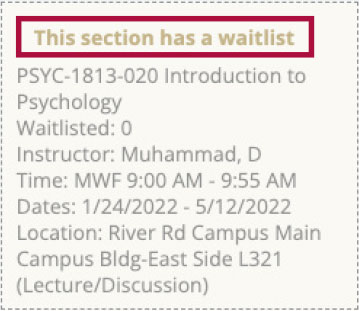 Screenshot of an example-section that has a waitlist